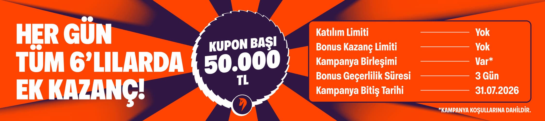 TÜM 6'LILARDA EK KAZANÇ!
