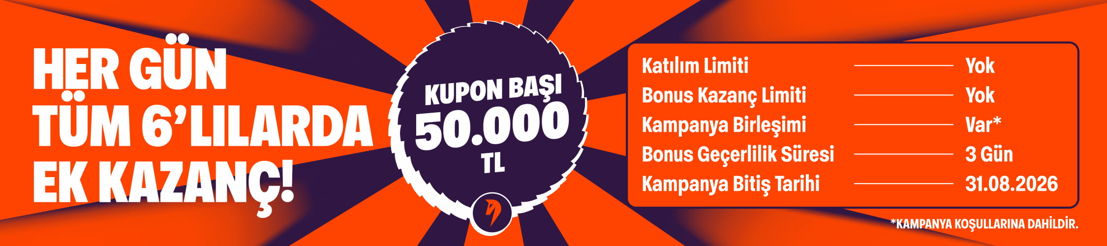 TÜM 6'LILARDA EK KAZANÇ!