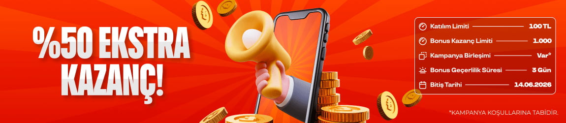 %50 EKSTRA KAZANÇ Bİ’TALİH’TE!